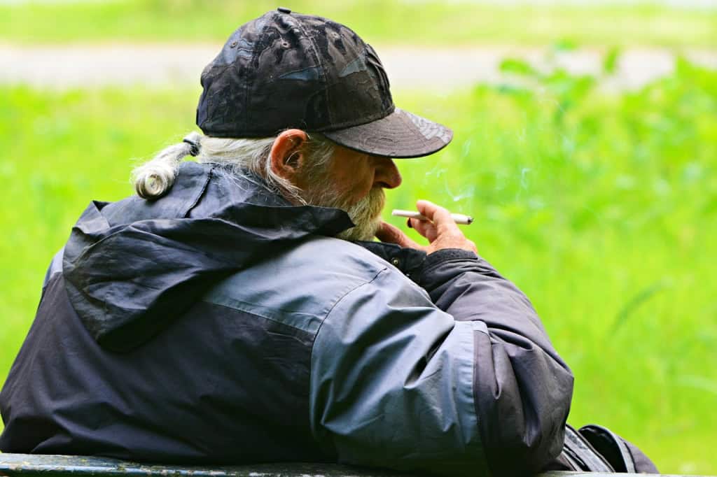 man, elderly, smoking