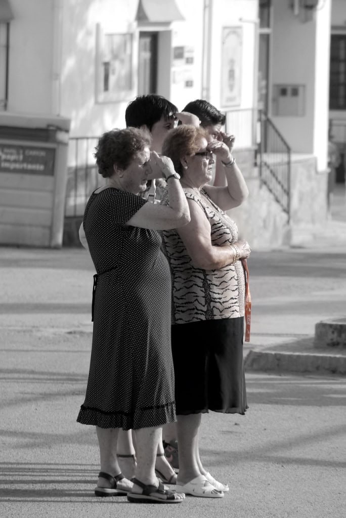 elderly women, observation, town